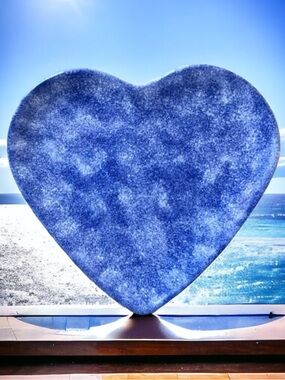 SET OF 3 Heart Shape Plates Italy Blue Spongeware Hand Painted by ANCORA Signed